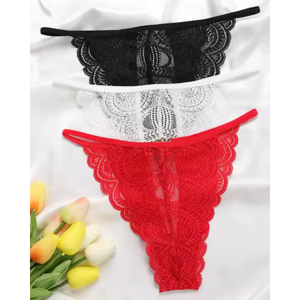 Tegan Kadın 3'lü Dantel String - Tanga TG270041