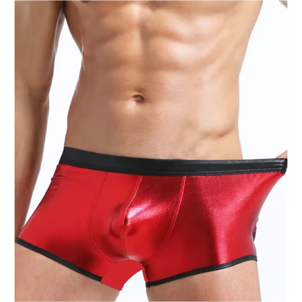 Tegan Fantezi Deri Görünümlü Kırmızı Erkek Boxer Tanga TG274506