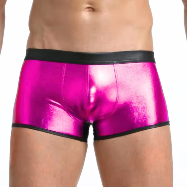 Tegan Fantezi Deri Görünümlü  Pembe Erkek Boxer  - Fantezi Tanga TG274608