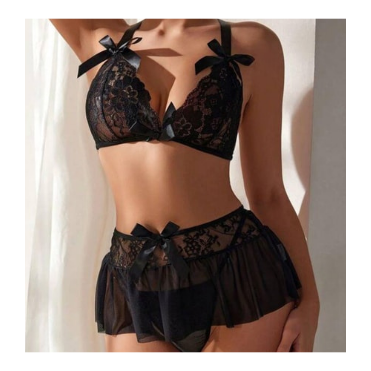 Tegan Fantezi Siyah Dantelli Mini Etekli Babydoll TG279242 - Görsel 2