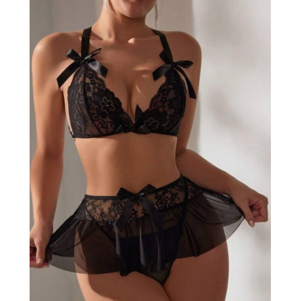 Tegan Fantezi Siyah Dantelli Mini Etekli Babydoll TG279242