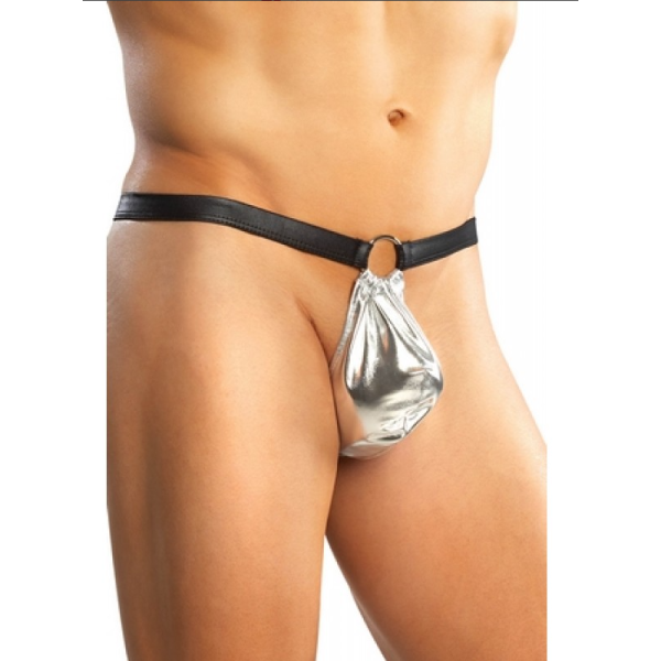 Tegan Fantezi Gümüş Seksi  Halkalı Erkek String-Tanga TG274576