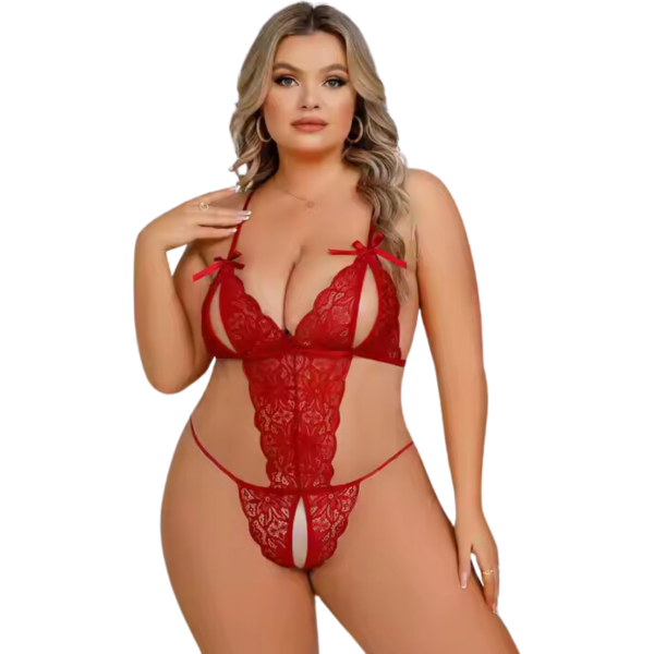 Tegan Büyük Beden Fantezi Kırmızı Dantelli Babydoll TG279250