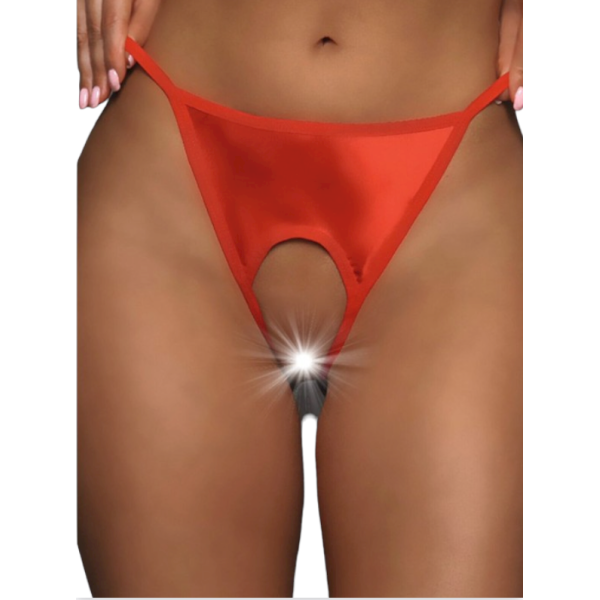 Tegan Fantezi Kırmızı Özel Bölgesi Açık Saten String - Tanga TG275430