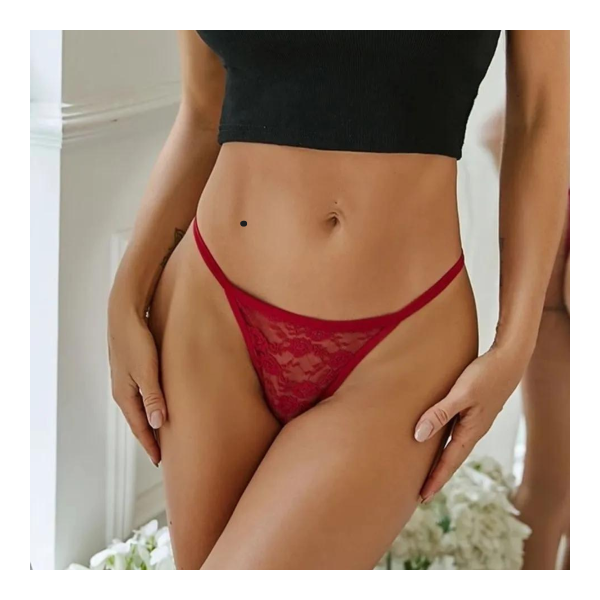 Tegan Fantazi Kırmızı Dantelli Kadın String - Tanga TG278616 - Görsel 2