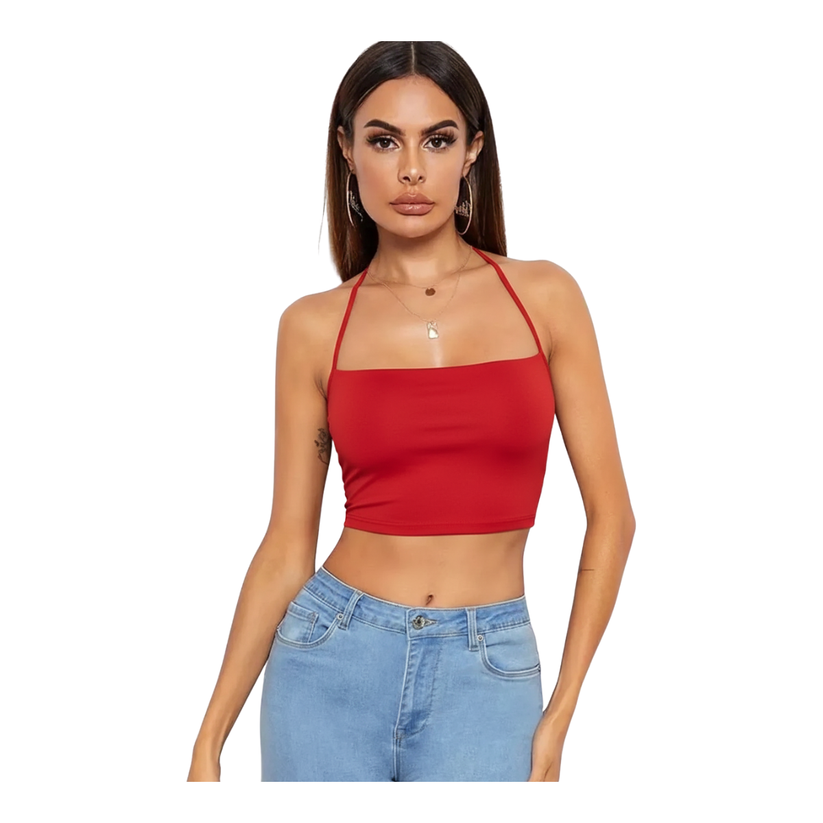 Tegan Kadın Sırtı Açık Kırmızı Belden Bağlamalı Crop Büstiyer TG275441-K - Görsel 2